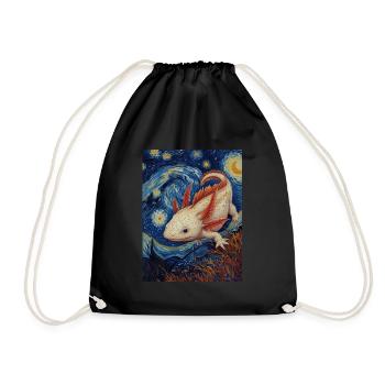axolotl, van gogh, style, sternennacht - Turnbeutel - Schwarz - Vorne