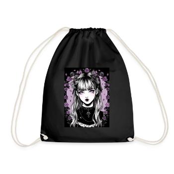 Anime, Mädchen, Geschenk - Turnbeutel - Schwarz - Vorne