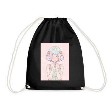 Anime, Mädchen, Geschenk - Turnbeutel - Schwarz - Vorne