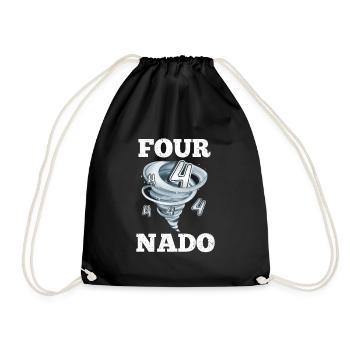 4th Birthday Tornado - Drawstring Bag - black - Front