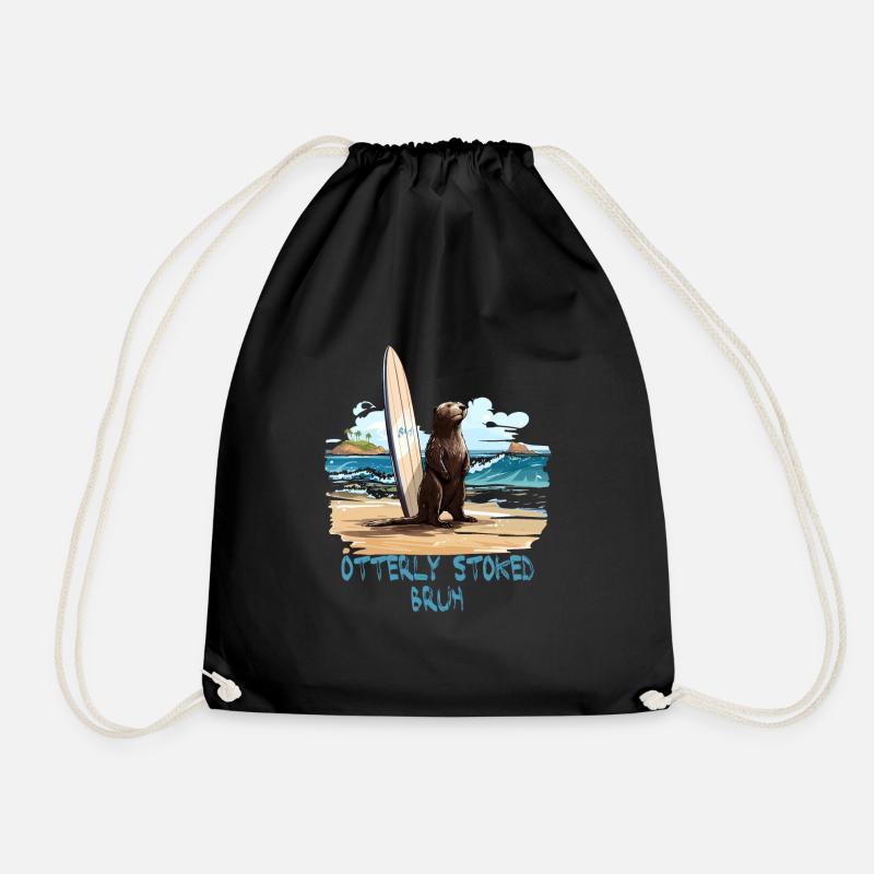 841 Surfender Otter Otterly Stoked Otter 841 - Turnbeutel - Schwarz