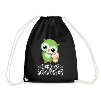 Lieblingsschwester - Beste Schwester Geschwister - Turnbeutel - Schwarz - Vorne
