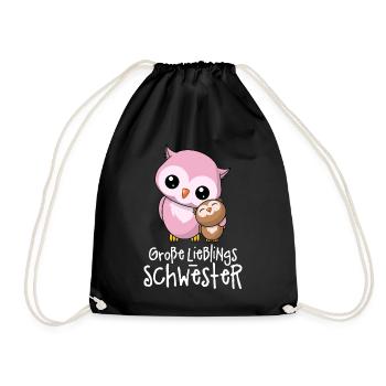Große Lieblingsschwester - Beste Schwester Eulen - Turnbeutel - Schwarz - Vorne