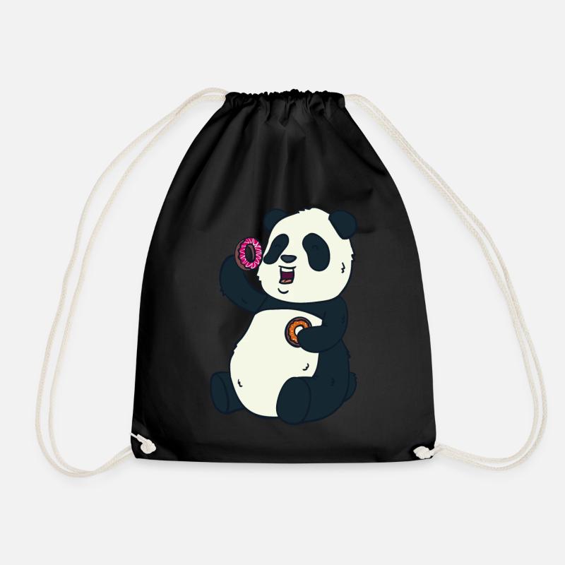 Panda donut essen - Turnbeutel - Schwarz