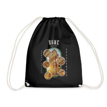 Rome Italy City Skyline Colosseum Home Love - Drawstring Bag - black - Front