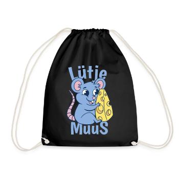 Lütje Muus Plattdeutsch Maus - Turnbeutel - Schwarz - Vorne