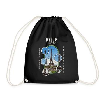 Paris France City Skyline Home Love - Drawstring Bag - black - Front