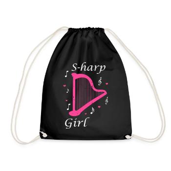 Harp design for harpist and harp player - Drawstring Bag - black - Front