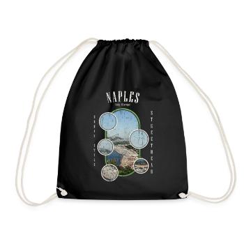 Naples Naples Italy City Skyline Holiday Love - Drawstring Bag - black - Front