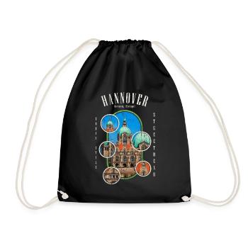 Hannover Germany City Skyline Home Love - Drawstring Bag - black - Front