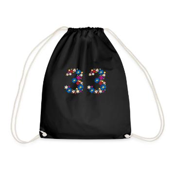 Flowers 33 - Drawstring Bag - black - Front