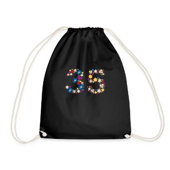 Flowers 35 - Drawstring Bag - black - Front