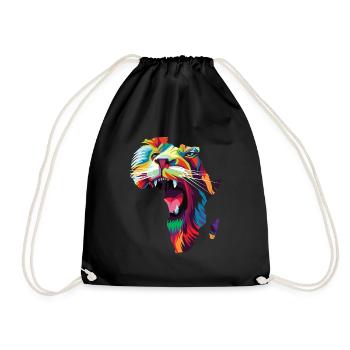 Africa Map Lion Safari Savannah Wild Africa - Drawstring Bag - black - Front