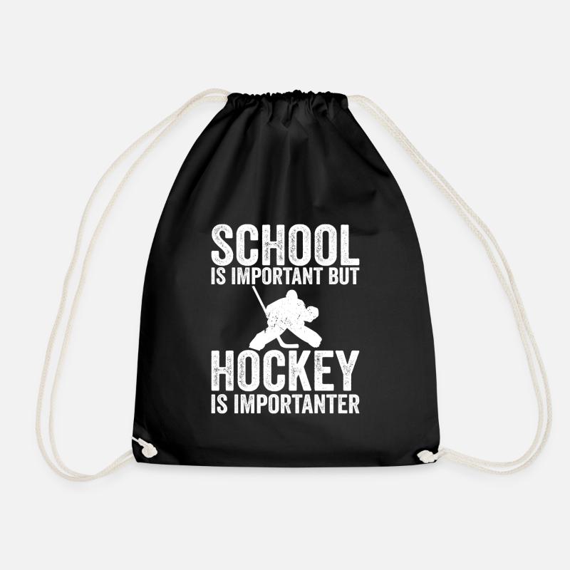 School is important but hockey is importanter - Drawstring Bag - black