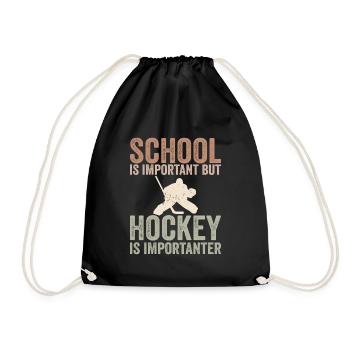 Schule ist wichtig, aber Eishockey ist noch wichtiger - Turnbeutel - Schwarz - Vorne