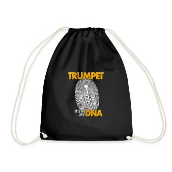 Fingerabdruck Trompete DNA Geschenk Geschenkidee - Turnbeutel - Schwarz - Vorne