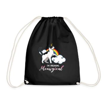 Cat Unicorn Unicorn Rainbow Gift - Drawstring Bag - black - Front