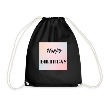 BIRTHDAY,HAPPY BIRTHDAY,HAPPY BIRTHDAY - Drawstring Bag - black - Front