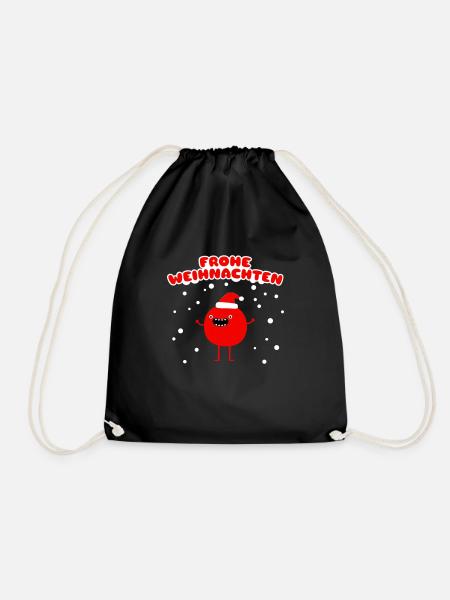 Funny Santa Claus - Merry Christmas - Drawstring Bag - black