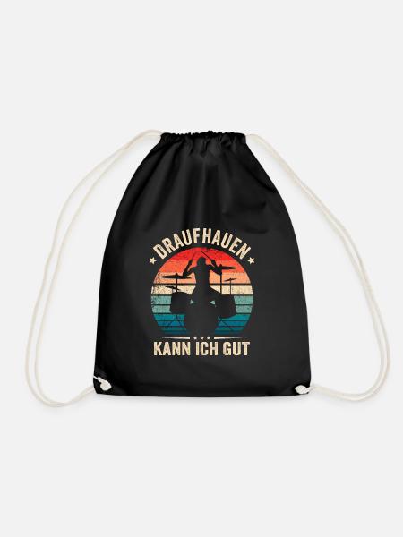 Schlagzeug Drummer Draufhauen kann ich gut - Turnbeutel - Schwarz