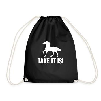 Islandpferd Shirt Isländer Islandpony Geschenk - Turnbeutel - Schwarz - Vorne