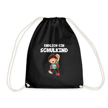Schulanfang Schulbeginn Schulänfänger Geschenk - Turnbeutel - Schwarz - Vorne