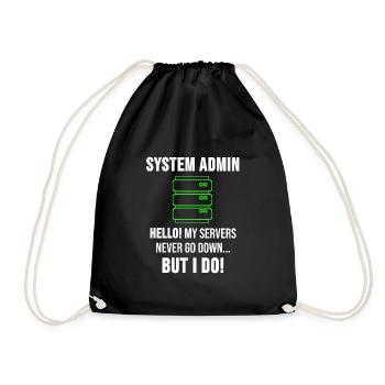 System Admin Administrator Server Gift - Drawstring Bag - black - Front