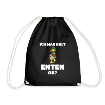 Ich Mag Halt Enten Ok? Ente Geschenk - Turnbeutel - Schwarz - Vorne
