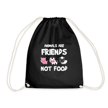 Animals Are Friends Not Food Veganer Geschenk - Turnbeutel - Schwarz - Vorne