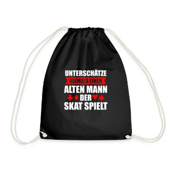 Skat Spielen Ass Karte Skatspieler Geschenk - Turnbeutel - Schwarz - Vorne