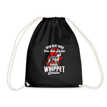 Whippet Hund Hunde Geschenk - Turnbeutel - Schwarz - Vorne