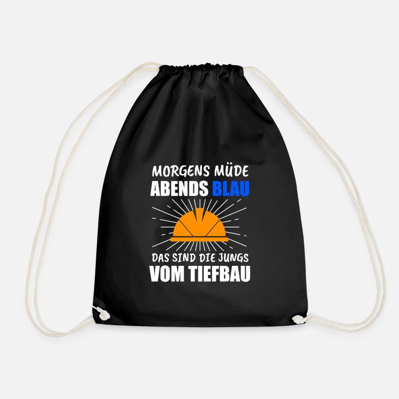 Tiefbau Tiefbauer Bauarbeiter Geschenk - Turnbeutel - Schwarz