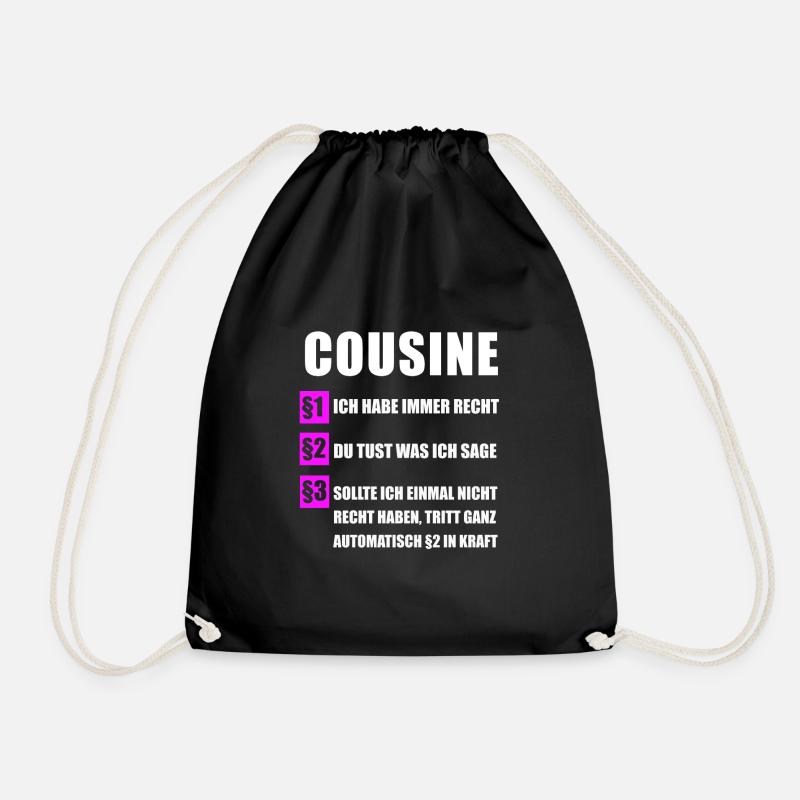 Cousin family cousins gift - Drawstring Bag - black