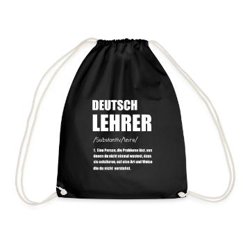 Deutschlehrer Deutsch Lehrer Geschenk - Turnbeutel - Schwarz - Vorne