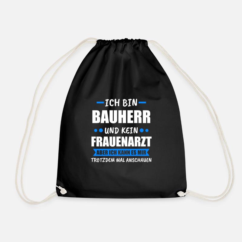 Bauherr Häuslebauer Bauherren Geschenk - Turnbeutel - Schwarz