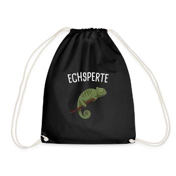 Echsperte Eidechse Reptil Geschenk - Turnbeutel - Schwarz - Vorne