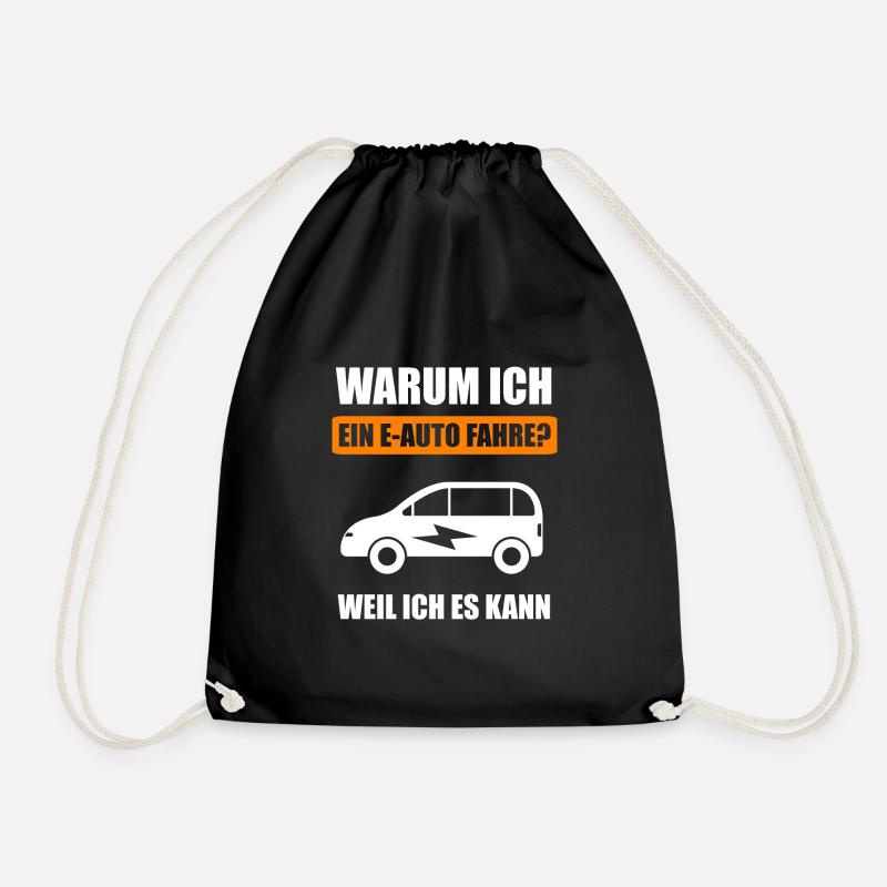 Elektroauto E-Auto Elektromobilität Geschenk - Turnbeutel - Schwarz
