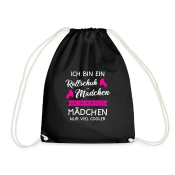 Rollschuh Rollschuhe Rollkunstlauf Geschenk - Turnbeutel - Schwarz - Vorne