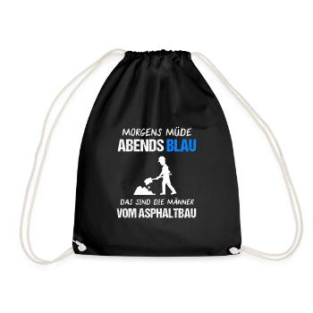 Asphaltbauer Asphaltierer Straßenbauer Geschenk - Turnbeutel - Schwarz - Vorne
