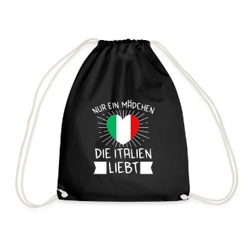 Italien Italiener Italienerin Geschenk - Turnbeutel - Schwarz - Vorne