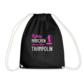 Trampolin Springen Trampolinspringer Geschenk - Turnbeutel - Schwarz - Vorne