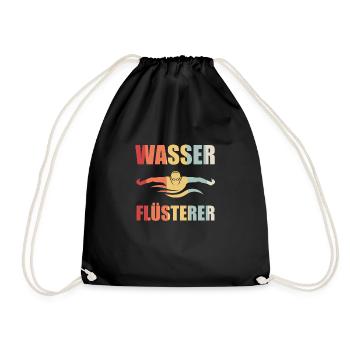 Schwimmen Schwimmer Rettungsschwimmer Geschenk - Turnbeutel - Schwarz - Vorne