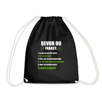 Geocaching Geocacher GPS Geschenk - Turnbeutel - Schwarz - Vorne