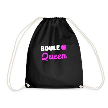 Boule Queen Boules player bocce gift - Drawstring Bag - black - Front