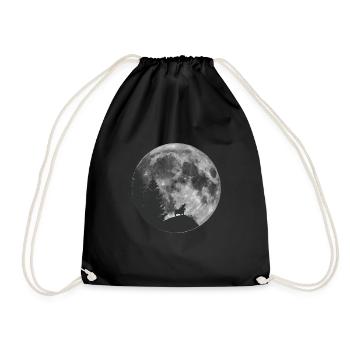 Dackel Teckel Dachshund Mond Hund Dachs Geschenk - Turnbeutel - Schwarz - Vorne