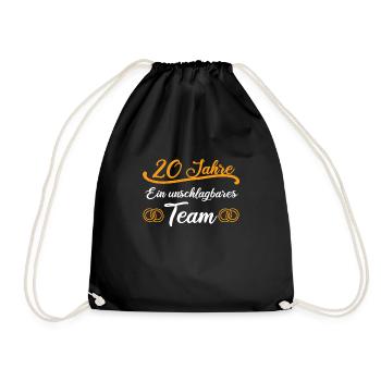 20 Jahre Hochzeitstag Porzellanhochzeit Geschenk - Turnbeutel - Schwarz - Vorne
