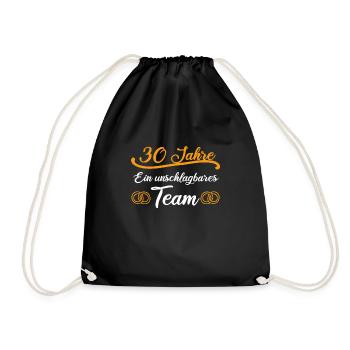 30 Jahre Hochzeitstag Perlenhochzeit Geschenk - Turnbeutel - Schwarz - Vorne