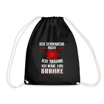 Drohne Drohnen Quadcopter Geschenk - Turnbeutel - Schwarz - Vorne