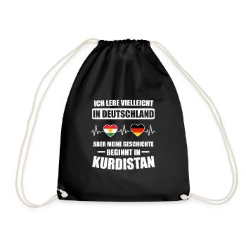 Kurdistan Deutschland Kurde Kurdisch Geschenk - Turnbeutel - Schwarz - Vorne