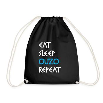 Ouzo alcohol brandy gift - Drawstring Bag - black - Front